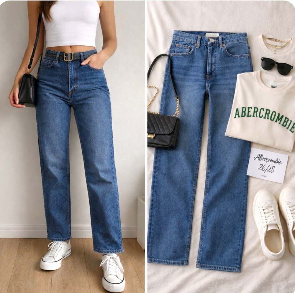 Abercrombie & Fitch Women's Stretch Straight Jeans Size 2S X 25 inseam